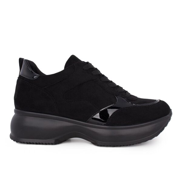 Ελαφρύ αδιάβροχο sneakers με κορδόνι και  memory foam πάτο OLIVIA Μαύρο