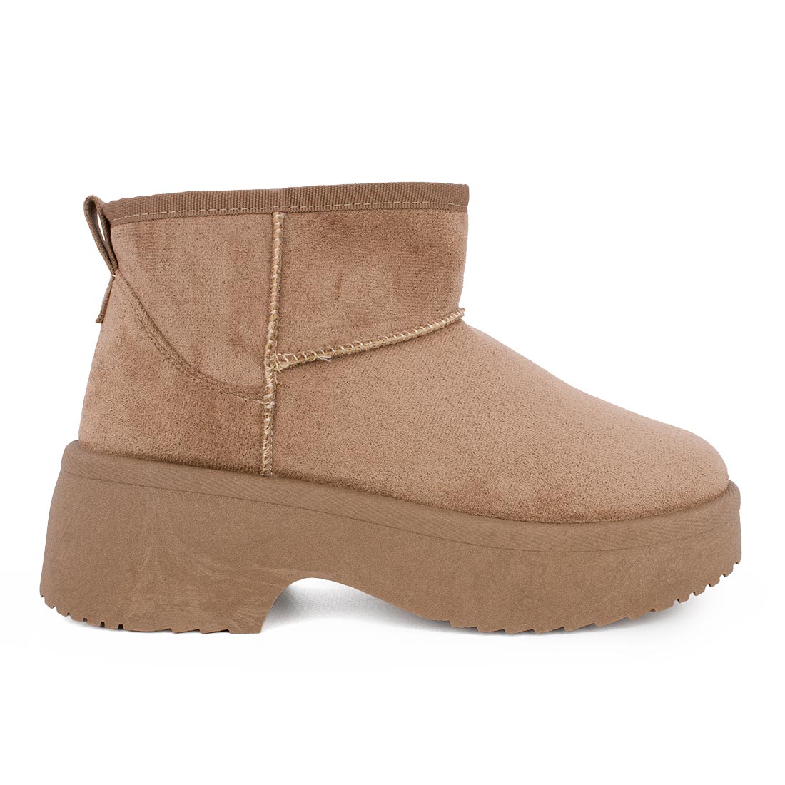 Δίσολο ζεστό μποτάκι τύπου ugg με με τακούνι Lissy Μπεζ